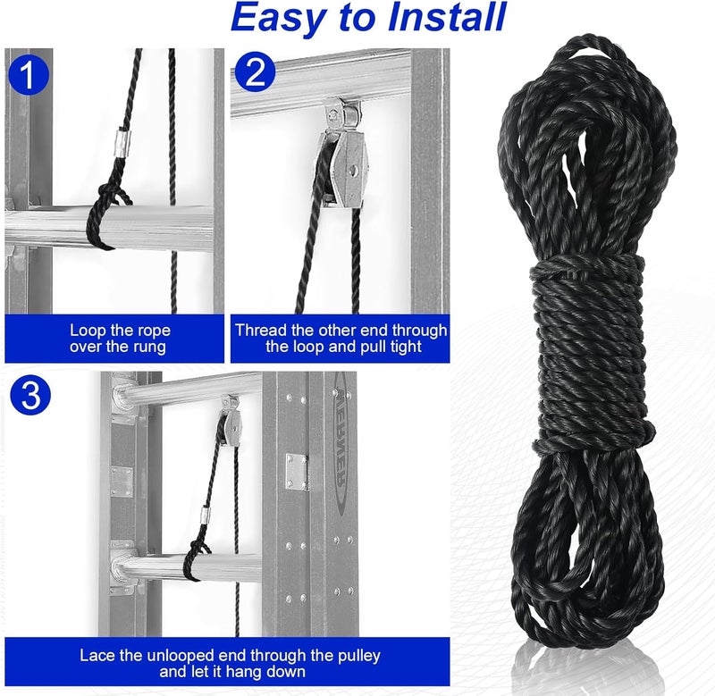 Yobfo AC30-2 Extension Ladder Replacement Rope,Fits for All Werner Extension Ladders Up to 40 Foot with Single Pulley,Pack of 1 - Image 4